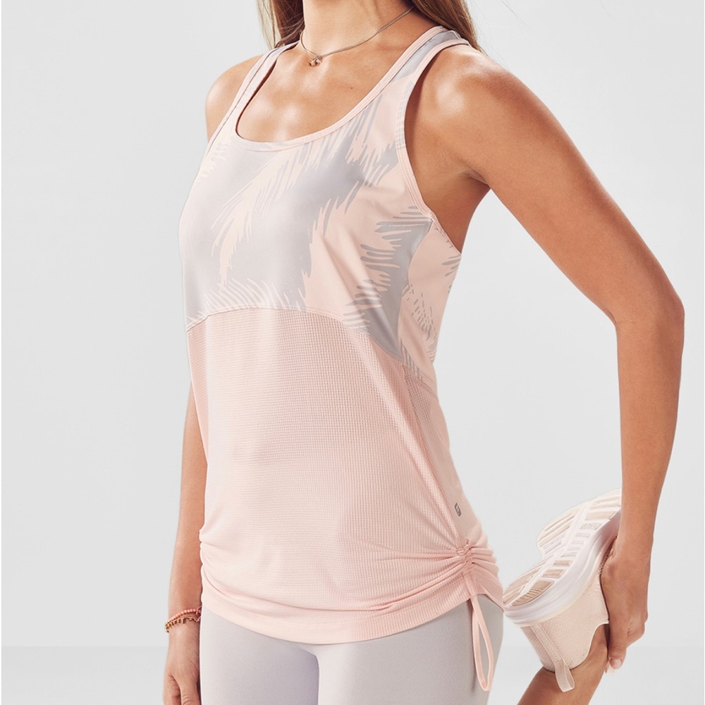 Fabletics Pink/Gray Racerback Tank - Size XL